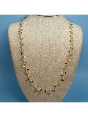 Embellished Cable Link Chain Necklace Gold Over Sterling Silver 925 Size 19''